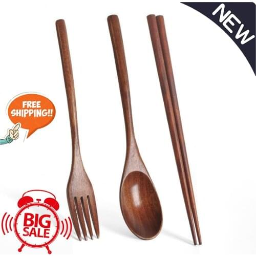 Chopsticks Tableware Wooden Cutlery Sets With Spoon Fork Environmentally Friendly Travel Portable kitchen accessories Tableware