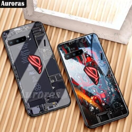 Auroras For ASUS Rog Phone 3 Case Explorer Painted Tempered Glass Cover For Asus ROG 3 Rog 5 2 Pro Shockproof Hard Case Ultimate