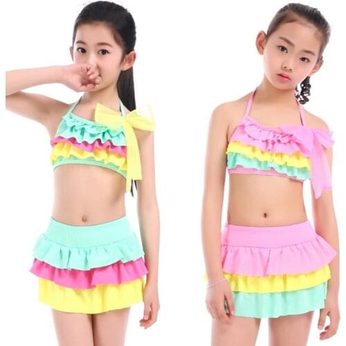 2021 Girls' Swimsuit Split Two-piece Swimsuit 0-6 Years Old Korean Sports Style Swimwear