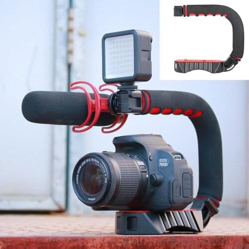 Ulanzi Handheld Video Stabilizer U Shape Rig Triple Hot Shoe Handle Grip for Gopro 7 6 for LED Video Light Microphone Accessory
