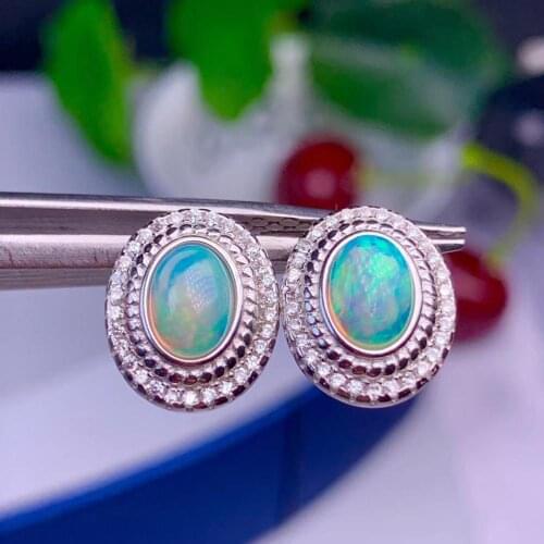 100% Natural and Real New Fashion Elegant temperament Opal Earring Natural And Real 925 sterling silver Opal Earring