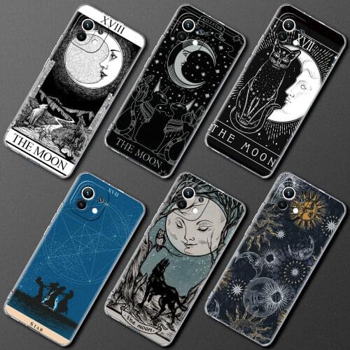 Silicone Case For Xiaomi Mi Poco X3 NFC 10T Pro M3 Note 10 Lite 11 9T F3 Clear Shockproof Phone Cover Moon Tarot Mystery Totem
