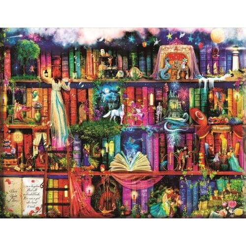 Fantasy art Bookshelf Scenery Needlework Full Diamond Painting Cross Stitch Kits Cartoon 3D Paint By Diamond Embroidery Sale