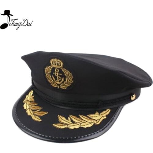Party Costume Caps Police Hat Performance Uniform Black Octagonal Cap Police Navy Hat Caption Cap Captain Cap