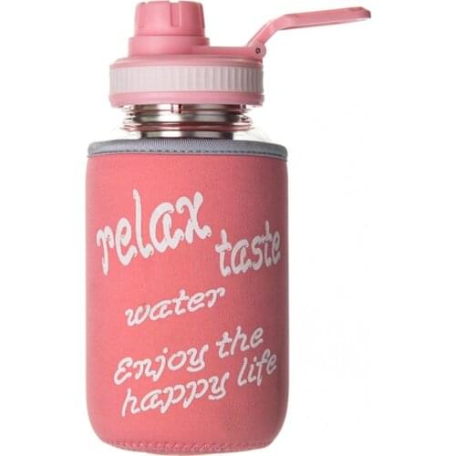 High Capacity Simple Cute Cup Creative Transparent Glass Portable Cup Girl Borraccia Termica Student Water Cup 1000ML EA60SH