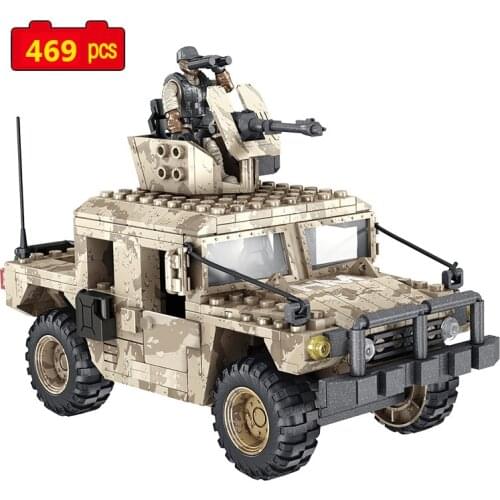 Military Series Army Armored Forces H1 Assault Vehicle SWAT soldier DIY Model Building Blocks Bricks Toys Gifts