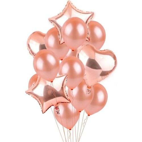 Ynaayu Rose Gold Foil Balloon Kit Gold Love Heart Balloons Round Latex Balloon Baby Shower Wedding Birthday Party Supply