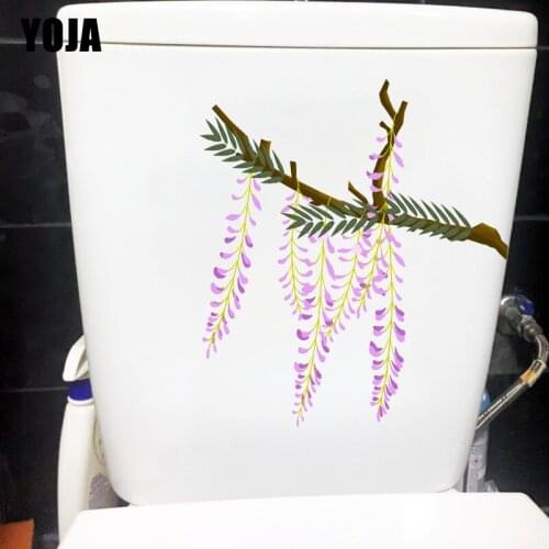YOJA 20.7X23CM Ancient Style Beautiful Flower Branch Toilet Decor Home Room Wall Sticker T1-1800