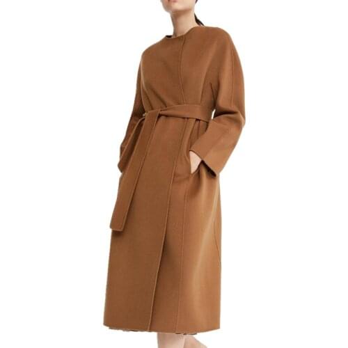 Winter Women Cashmere Coat Jacket 2019 New Fashion Long Loose Woolen Coats Slim Long Sleeve Wool Blends Outerwear Wish Sashes
