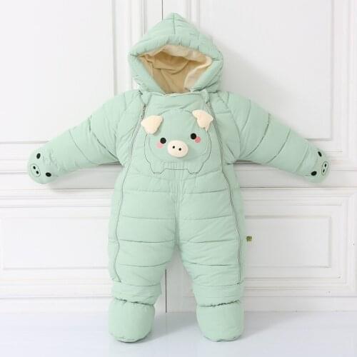 Winter Baby Girls Rompers Cartoon Warm Boys Jumpsuit Hooded Children Newborn Unisex Overalls Clothes Cute Infant Onesies Costume