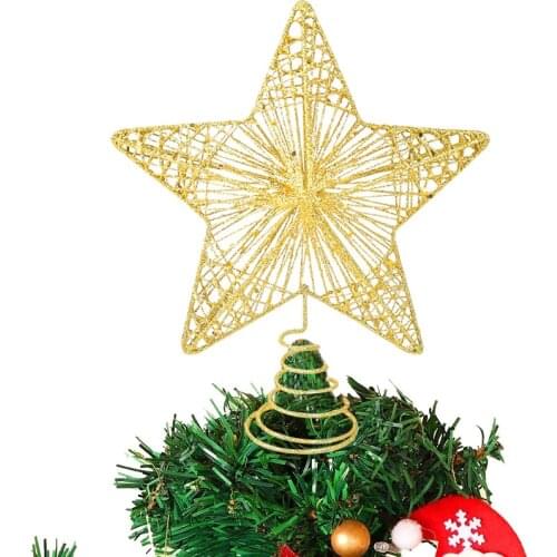 1Pcs Metal Christmas Tree Topper Stars Christmas Tree Topper Hollow Glitter Xmas Tree Toppers for Christmas Home Decoration