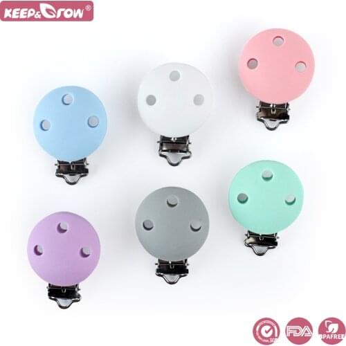 Keep&Grow 10pcs Round Silicone Pacifier Clips Holder BPA Free Baby Teethers Handmaed Baby Pacifier Chain Accessories