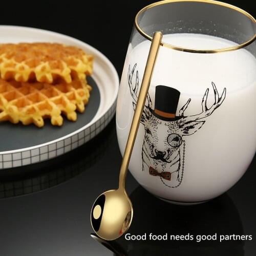 2021 Creative 304 Stainless Steel Coffee Dessert Spoon Stirring Fruit Salad Spoon Titanium Soup Spoon Cool Teaspoon