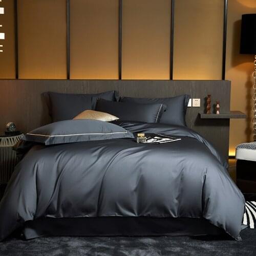 2021 Dark Gray 1000TC Cotton Bedding Sets Twin Queen King Size Duvet Cover Flat/Fitted Sheet Pillowcase