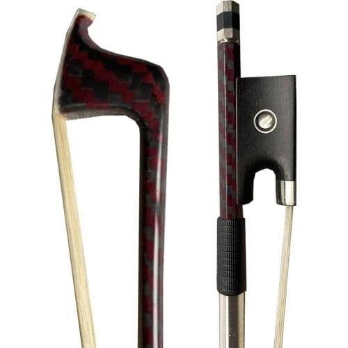 3pcs of Violin Bow 4/4 Carbon Fiber Red Plaid Red weave Bow For 4/4 Violin Well Balanced Violin Accessories New