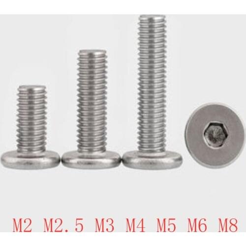 5-50p CM M2 M2.5 M3 M4 M5 M6 M8 304 stainless steel Hex Hexagon Socket Ultra Thin Super Low Flat Wafer Head Allen Cap Screw Bolt