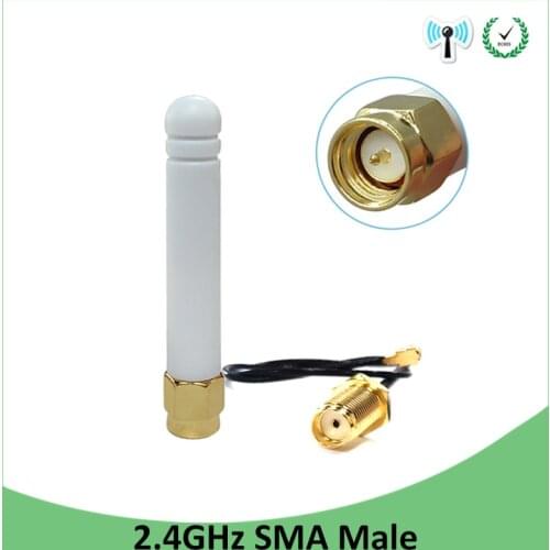 5pcs 2.4Ghz antenna wifi 2~3dbi SMA male 2.4 ghz antena wi fi Zigbee Small Size aerial + PCI U.FL IPX to RP-SMA Pigtail Cable