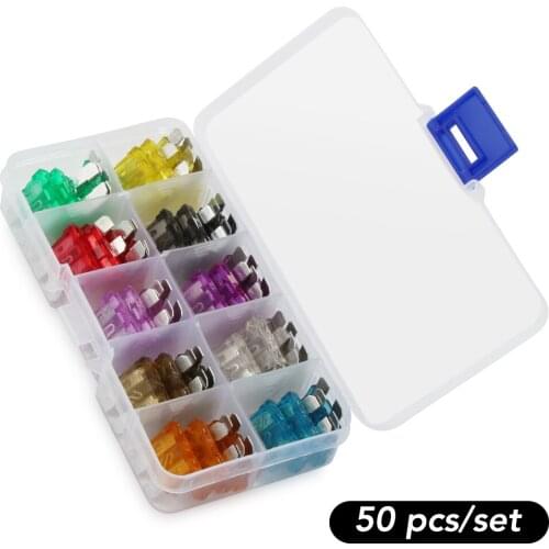 50pcs Car Boat Truck Blade Fuse Box for HYUNDAI IX35 Solaris For Skoda Opel Mokka kia sportage for audi a4 volvo