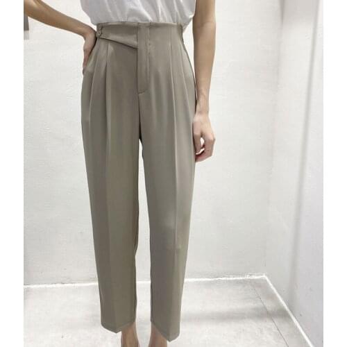 Epanus trousers Summer slim high waist womens casual straight trousers