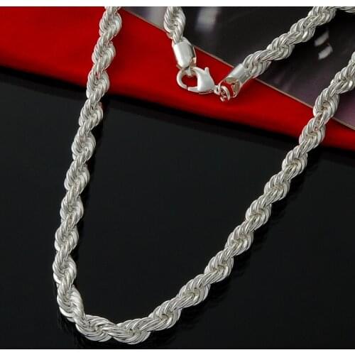 Lose Money sale Retail Wholesale Silver color Chain Necklace Women Man Necklace 4mm Rope Chains N925 jewelry and