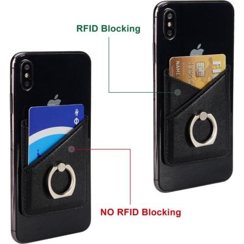 Anti Scan RFID Card Pouch For Phone 3M Adhesive Sticker Back Cover Card Case Men And Women Bus ID Card Bag Phone Support