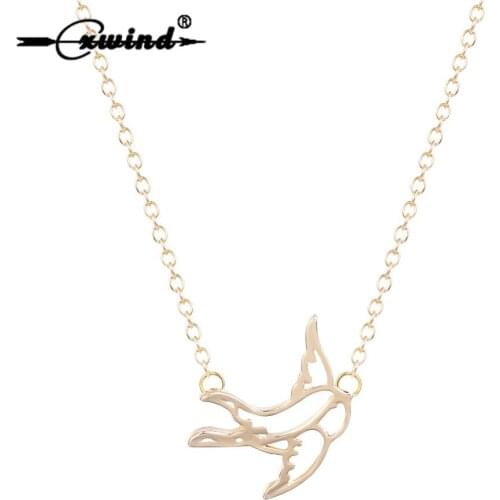Cxwind Fashion Birds Necklace Hollow Swallow Pendant & Necklace Animal Pendant Necklace For Women Clavicle Necklace Wholesale