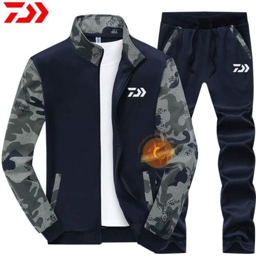 Daiwa Spring Autumn 2020 Fishing Suit Cotton Outdoor Camping Hiking Sport Set Striped Clothes Fishing Jacket Pants Suit M-4XL