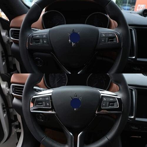 Steering Wheel Button Decoration Frames Cover Trim 2pcs For Maserati Ghibli For Quattroporte 2016
