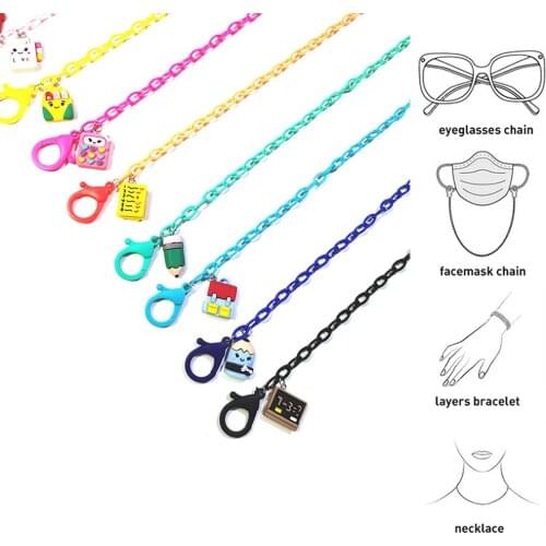 Childrens Glasses Chain Anti-lost Acrylic Mask Lanyard Holder Cartoon Stationery Charm Reading Glasses Chain Rope Jewelry Gift