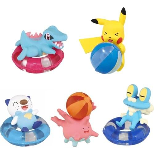 TAKARA TOMY Pokemon Sun and Beach Summer Series 2 Pikachu Totodile Oshawott Corsola Froakie Anime Action Figures Gacha Toys