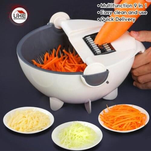UKE Multifunction Pro Vegetable Chopper Slicer 9 Replaceable Blades Veggie Chopper Cutter Fruit storage basket