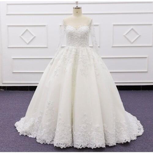 Molanda Hung 2021 High Quality Bride Dress Ball Gown Sweetheart Appliques Beading Draped Zipper Buttons Lace Custom Made SJ219