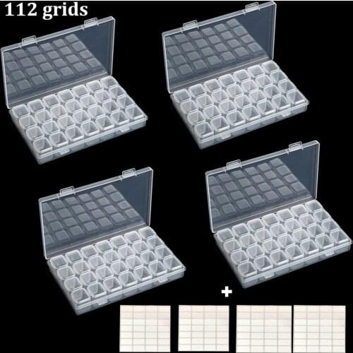 New hot 28/56/224 Slot Diamond Painting Box Storage Accessories Tool Nail Art Rhinestone Bead Stone Storage Box Sewing Container