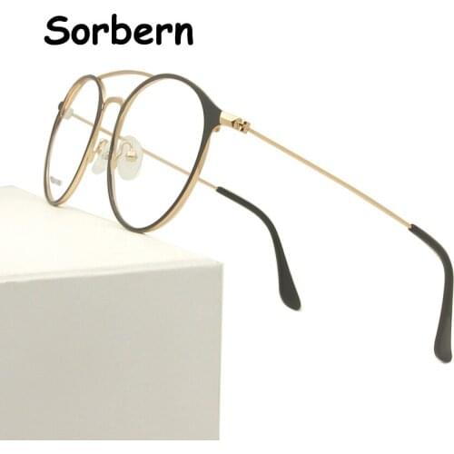Alloy Glasses Frames For Men Round Pilot Eyewear Male Full Rim Brand Designer Optical Prescription Eye Glasses Frames For Women