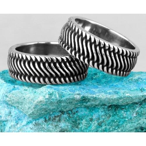 Industrial Style Wheel Tires Stainless Steel Mens Rings Punk Hip Hop For Male Boyfriend Biker Jewelry Creativity Gift Wholesale