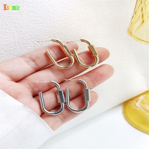 Kshmir European and American fashion oval earrings simple trend metal earrings in 2021 trendy earrings lady exquisite earrings