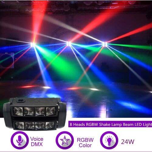 Sharelife 24W 8 Heads RGBW Shake Beam Lamp DMX Sound for KTV Club Bar DJ Light Home Gig Party Show Stage Lighting Effect X-117