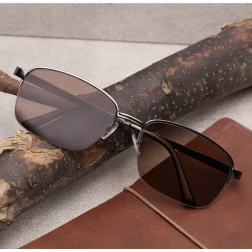 Vazrobe Glass Sunglasses Men Women Natural Crystal Stone Sun Glasses for Man Brown Vintage Rectangle Anti Scratch Eye Dry