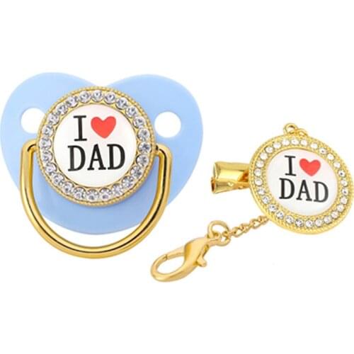 Baby Golden Bling Pacifier with Clips Infant Diamond Soother Nipple Teethers Toddler Silicone Sucking Toy Accesorios Chupones