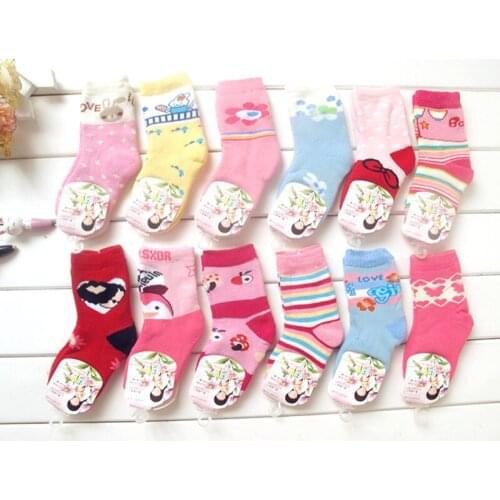 Thick Warm Terry Socks Children Socks Cotton Socks Cartoon 1-3 Years Autumn and Winter Girl W043 Baby Girls Casual