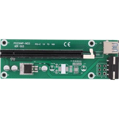 USB 3.0 1x to 16x PCI-E PCI Extender Riser Board Card SATA Power Cable & USB Cable Adapter