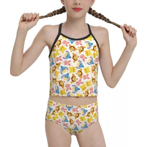 Hippie anime Swimwear for Children young Girl Print Animal Pattern Anime Biquini 2021 Wholesale Brand Girl Swimming Suit
