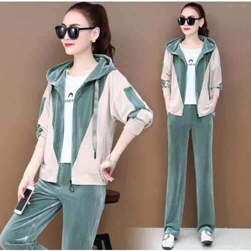 2021 Spring Autumn Women Casual Two-piece Sweater Cardigan Jacket New Female Knitted Suit Fashion Sports Top and Pants Set Q14