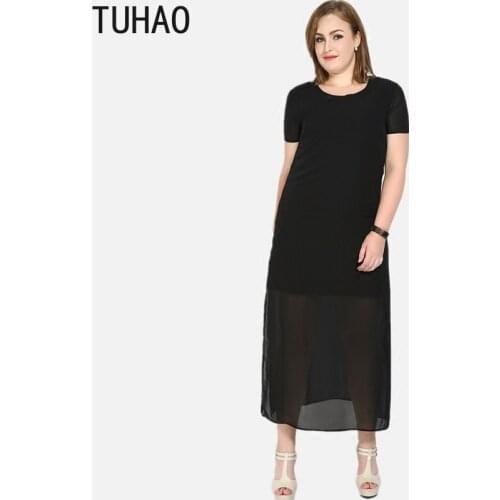 TUHAO Vestido Women Maxi Dress OFFICE LADY Summer Dress Plus Size 7XL 6XL 5XL Long Dress Black Sexy Party Dresses RL