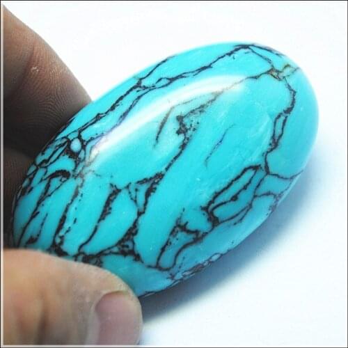 New Collections Natural blue howlite Stone Egg Shape Blue color russian market stone 35x60mm For Buyer Favorite Stone NO HOLE