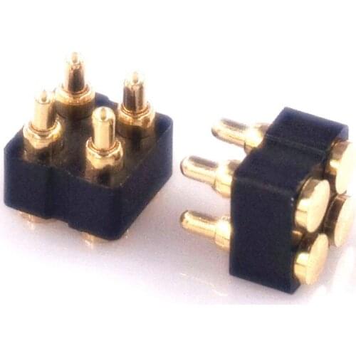 10pcs Spring Loaded Pogo Pin Connector 4 Pin 2.54 mm Pitch 5.5 mm Height Surface Mount SMT Vertical Dual Row 2x2 4 Poles