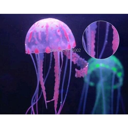 100pcs Glowing Effect Artificial Jellyfish Fish Tank Aquarium Decoration Mini Submarine Ornament Underwater Pet Decor