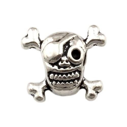 100Pcs Punk Style Double-Sided Skull Design Big Hole Beads For Jewelry Making Bracelet Necklace DIY Accessories D-64