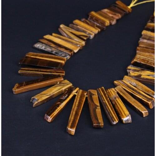 15.5 "strand Natural Yellow Tigers Eye Top Drilled Slice Loose Beads,Raw Tiger eye Slab Pendants DIY Necklace Jewelry Making