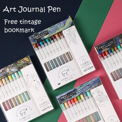 9 Colors Art Markers Pen Set For Drawing Colored Ink Gel Pens Journal Scrapbooking School Stationery Supplies Gift